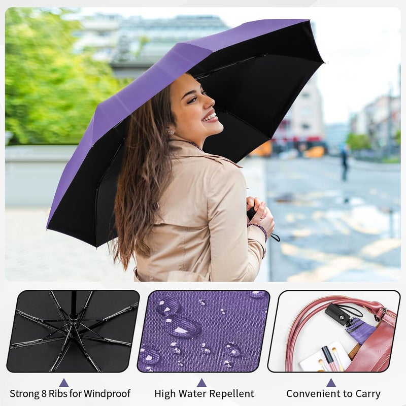 Yoobure Windproof Travel Umbrella - Automatic Umbrellas for Rain, Compact Folding Umbrella with UV Protection, Lightweight Portable Design for Backpack/Walking/Car, Sun & Storm Ready - Image 3